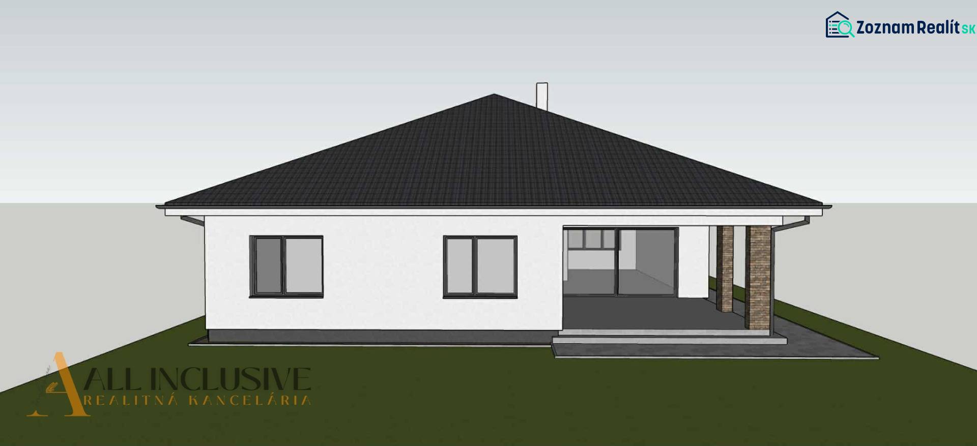 Családi ház Bajcsán fehér homlokzattal és tagolt tetővel.