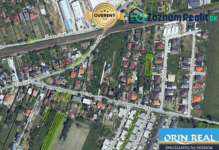 Légi felvétel a lakóterületekről a Polná utca környékén, Bernolákovo.