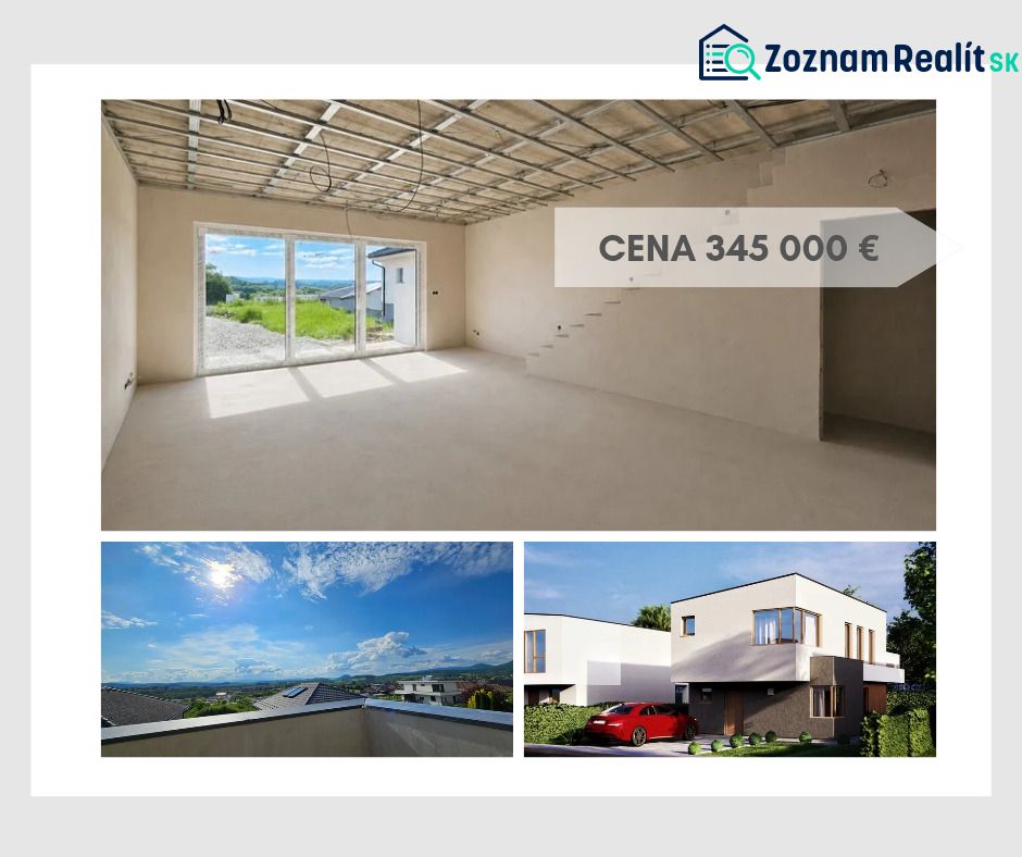 Családi ház belső tere nagy ablakokkal és kilátással Eperjesre. Ár: 345 000 €.
