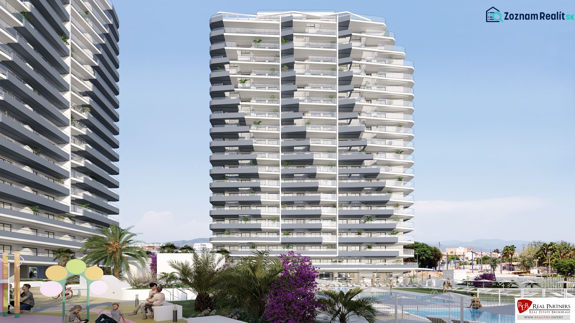 Canet d'En Berenguer panorámás épületben található nyaraló apartman medencével és zöldterülettel.