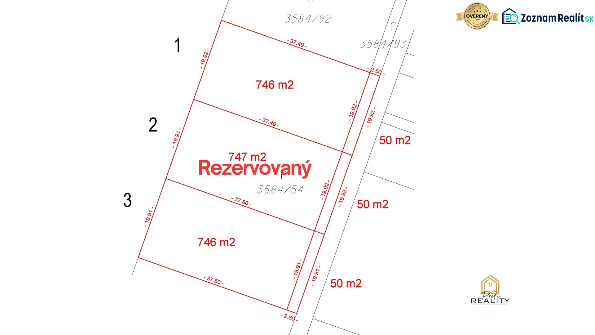 Pozemek térkép a Zlatobanská utcában, Eperjesen lakás céljára, az egyik foglalt.