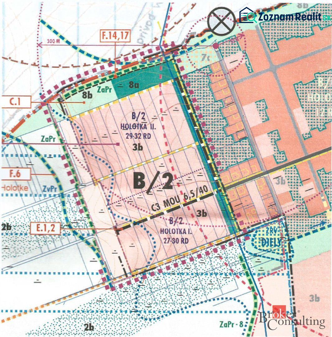 A térkép Lužianky lakóövezetének tervét ábrázolja, a terület és az infrastruktúra részleteivel.