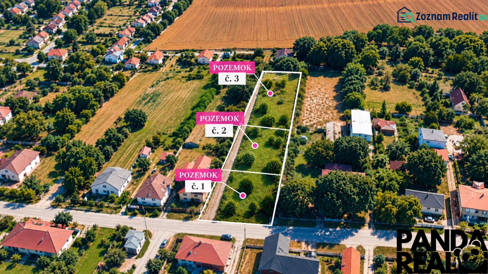 Légi felvétel a Csermányban található építési telkekről, amelyek lakhatásra alkalmasak.