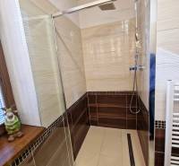 Kúpeľňa s preskleným sprchovým kútom, Na ulici Trangoška v Rekreačnom apartmáne, Chaty pod Tatrami.