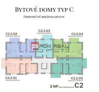 Két kétszobás lakást tartalmazó lakóházak alaprajza, elérhető a Limbašská úton.