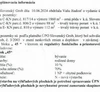 Területrendezési információk a Szlovák Grob községből lakóövezetre kijelölt telkekre vonatkozóan.