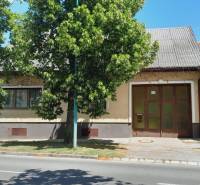 Családi ház Potzneusiedlben nagy kapuval és előtte lombos fával.