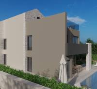 Villa medencével, terasszal és zölddel a gondozott kertben Porečben.