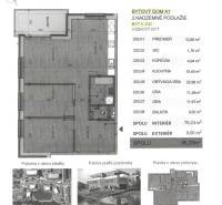 85,23 m²-es, 3 szobás lakás alaprajza. Erkély 9 m². Kapcsolat: Jaroslava Polčová.