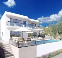 Villa Dućiban medencével és terasszal, kilátással a természetre.