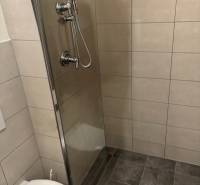 Fürdőszoba zuhanyzóval és WC-vel a háromszobás lakásban.
