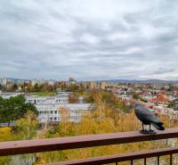 Kilátás egy háromszobás lakás erkélyéről a Komenského utcán, Pöstyénben.