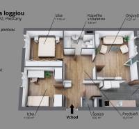 A Komenského utcai háromszobás lakás alaprajza mutatja az egyes helyiségeket.