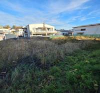 Telkek - lakhatás Bytčán, kilátással a környező házakra. Fű és zöldterület a telken.