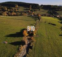 Zöldterületek és rétek a Pozemkoch-ban - lakóhely Petrovicében, fákkal és dombokkal körülvéve.