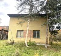 Családi ház Rykynčice-ben, fákkal körülvéve, lejtős telekkel és fa melléképülettel.