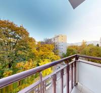 Kilátás egy kétszobás lakás erkélyéről a zöldövezetre Pozsonyban - Óváros, Krížna.