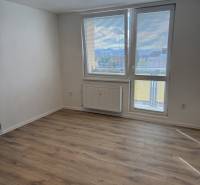 Garzonlakás fa dekor padlóval és nagy ablakkal, amely kilátást nyújt a környékre.