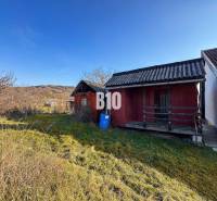 Vidéki házikó és kertek Nyitrán egy napsütéses napon.