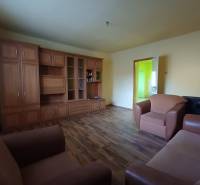 Nappali szoba fa dekor padlóval egy családi házban.