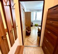 Garzonlakás előszobával és fa dekorációjú padlóval, kilátás a fő helyiségbe.