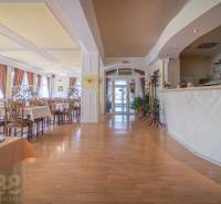 Szállodák és panziók étteremmel, fa dekorációjú padlóval, dekoratív függönyökkel.