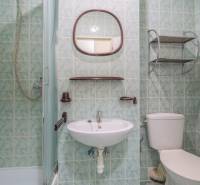 Fürdőszoba mosdóval, zuhanyzóval és WC-vel szállodákban és panziókban.