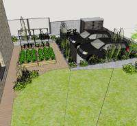 Vizualizácia | parkovanie a záhrada