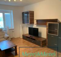 Nappali fapadló dekorral, televízióval és kényelmes kanapéval egy kétszobás lakásban.