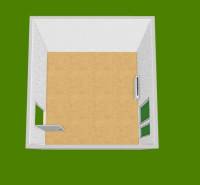 Egy szoba fa dekorációjú padlóval és fehér falakkal az irodában.