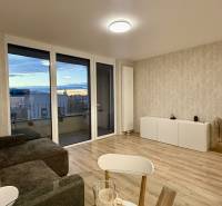 Nappali ülőgarnitúrával és fa dekoros padlóval, 2 szobás lakás.