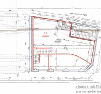 Az üzlethelyiség terve részletes alaprajzzal és méretekkel Komáromban, a Petőfi utcában.