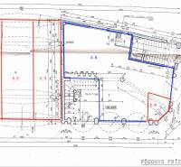 Emeleti alaprajz a Petőfi utcában Komáromban, számozott üzlethelyiségekkel és méretekkel.