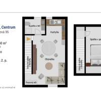 Kétszintes lakás alaprajza a Jarková utcában, Eperjesen, terasszal és parkolóval.