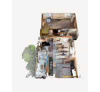 Családi ház belső 3D alaprajza bútorokkal és fával Demandicán.