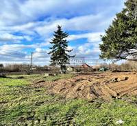 Lakóterületek Ondrejovce-ben füves területtel és fákkal a kék ég alatt.