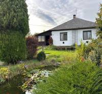 Családi ház Kalsa-ban gyönyörű kerttel és kis tóval, amelyet zöld növényzet vesz körül.