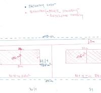 Nitrianska Blatnica lakóövezeti építési telkek felosztási terve a négyzetméterek feltüntetésével.