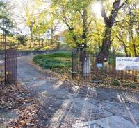 Bejárati kapu a kereskedelmi telkekhez Szárazpatakon, őszi színes lombkoronával körülvéve.