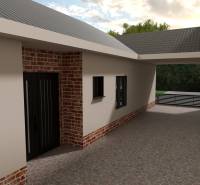 Családi ház Cíferen üvegezett ablakokkal és tégladekorációs falakkal.