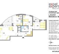 Bakošova utcai 3 szobás lakás alaprajza Lamačban.