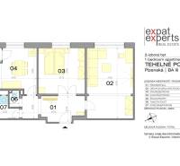 A Pozsonyi Plzeň utcai 2 szobás lakás alaprajza.