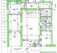 Mozart utcai üzlethelyiségek alaprajza Pozsonyban, étteremmel és raktárakkal.