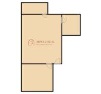 Rekreációs apartman alaprajza négy ajtóval és átjárókkal rendelkező helyiségből áll.