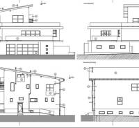 Építészeti terv egy többszintes épülethez Sároson, ferde tetővel.