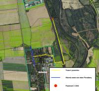 Légi térkép, amely a C 3342-es telekhez vezető utat mutatja a Nová Ves nad Váhom melletti üdülőterületen.