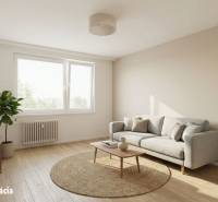 Nappali egy egyszobás lakásban kanapéval, fa dekor padlóval és nagy ablakkal.