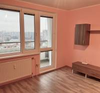 Garzonlakás fa dekorációjú padlóval, nagy ablakokkal, kilátással Pozsonyra.