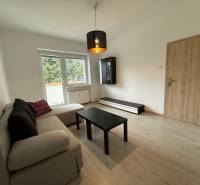 Nappali kanapéval és asztallal berendezve, fa dekoros padlóval.