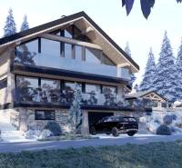 Faház üvegezett terasszal téli tájban Mýto pod Ďumbieromban.